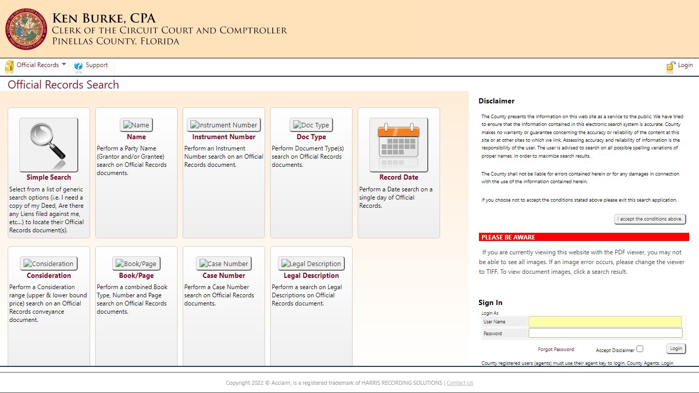 Official Records Search - Pinellas County Public Records